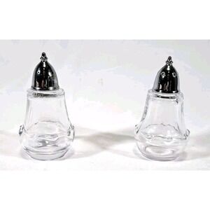 Vintage FOSTORIA Salt & Pepper Shaker Set Century With Metal Lids - Circa 1950s